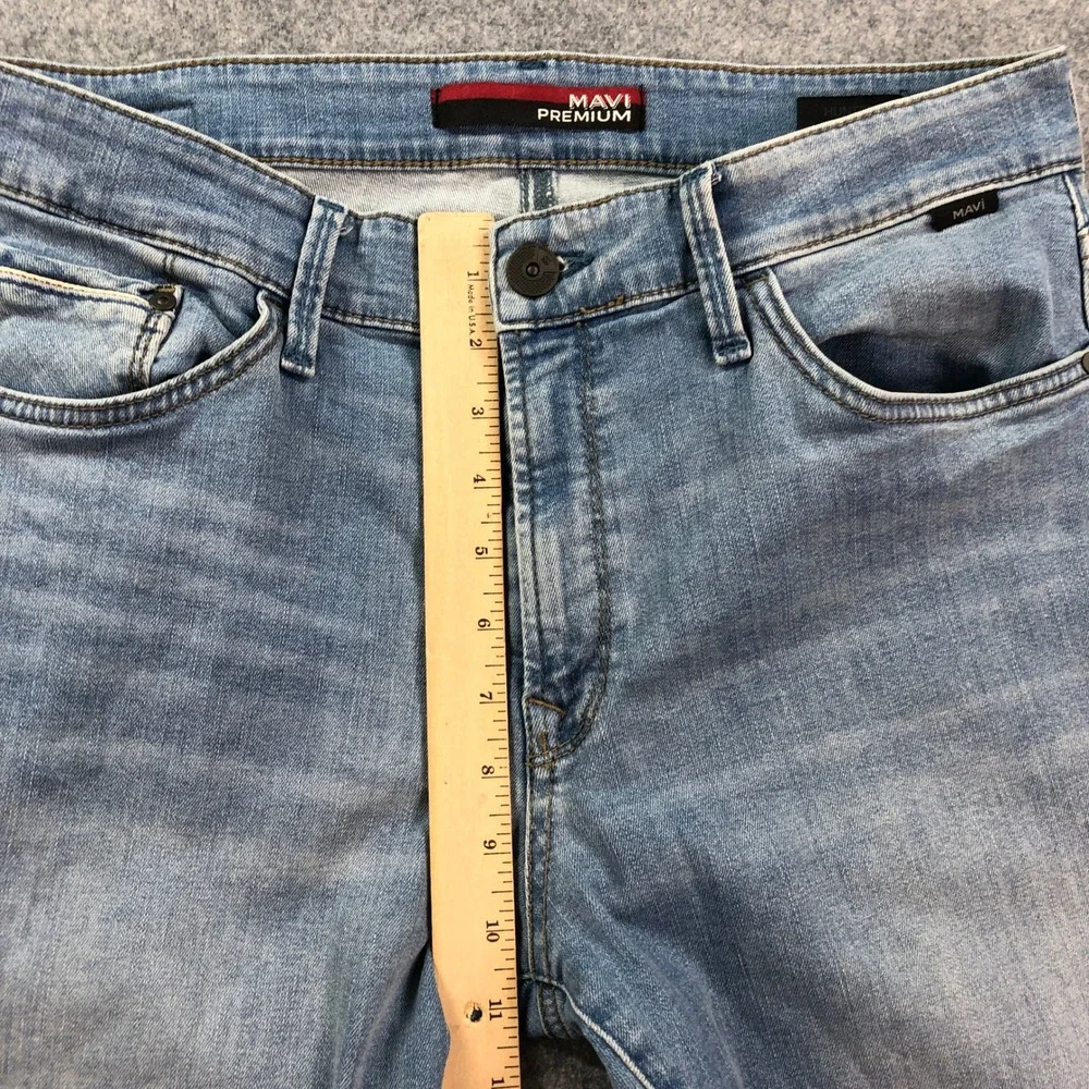 Mavi Premium Hunter Mens Jeans 34x30 Straight Leg Blue Light Wash Stretch Denim